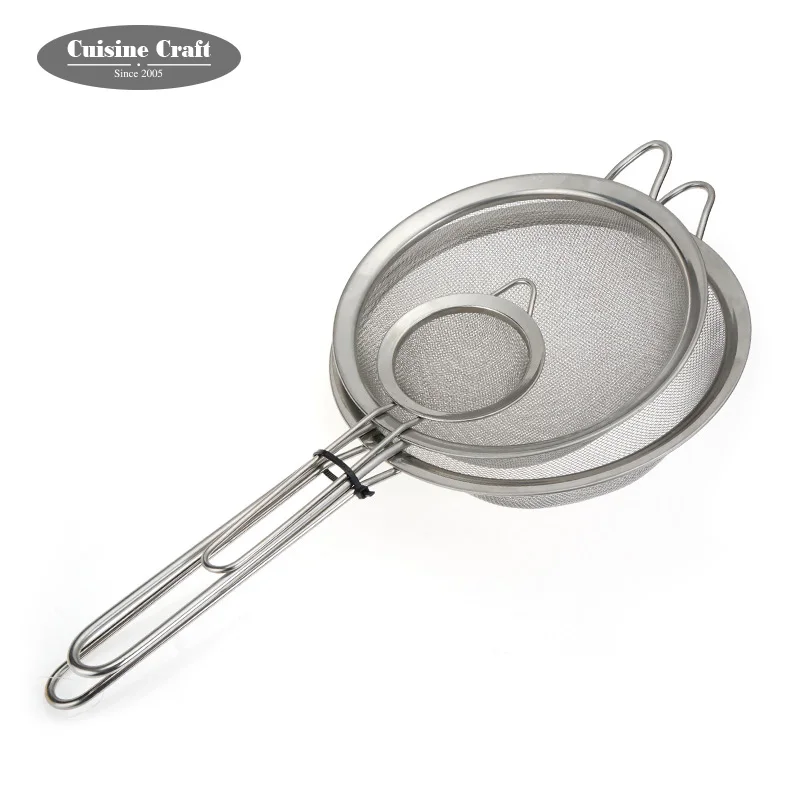 Набор 3 сита из нержавеющей стали с тонкой сеткой СИТО ДУРШЛАГ сито с длинной ручкой для кухни
