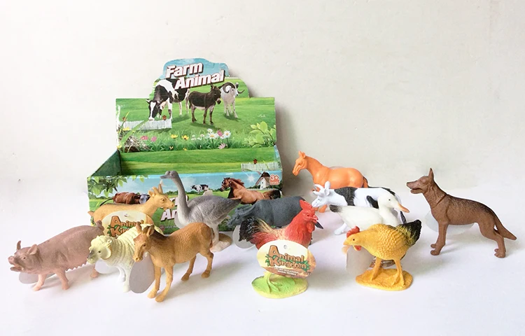 Children farm play set cheap plastic small animals toys