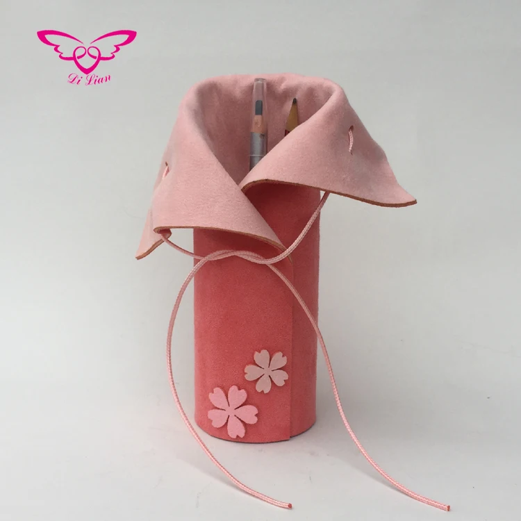 Creative Stationery Double Side Velvet Cherry Blossom Pen Holder Stand