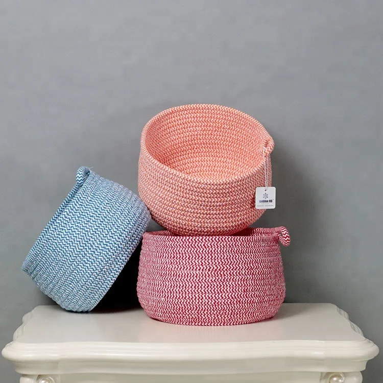 ICEBLUE HD Handcraft Cotton Woven Rope Front Door Key Basket ServingTray