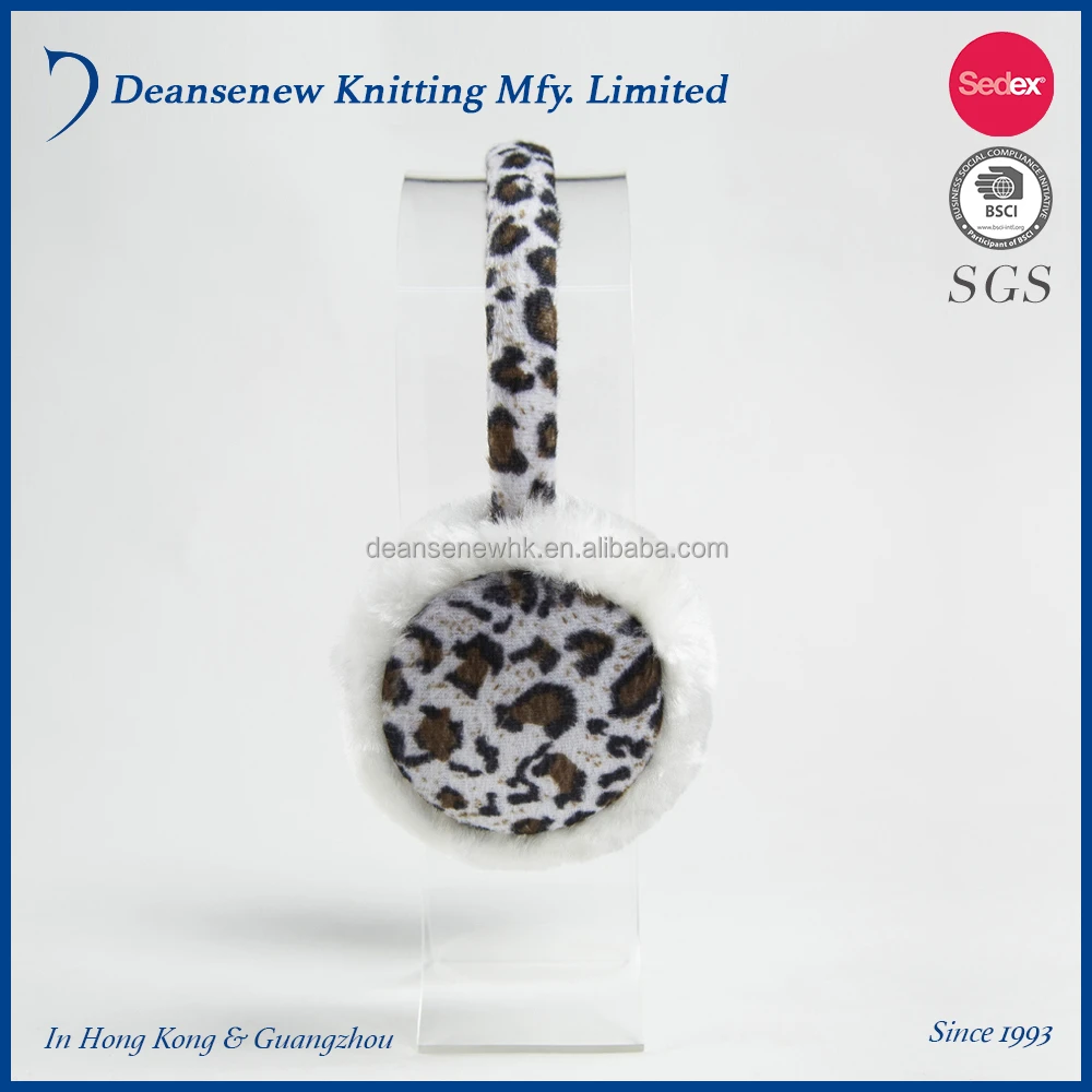 2024 Custom 100% Acrylic Leopard Pattern Fall Winter Warm Men Women Teen Multi Color Knit Earmuff With Music Speaker Headphone