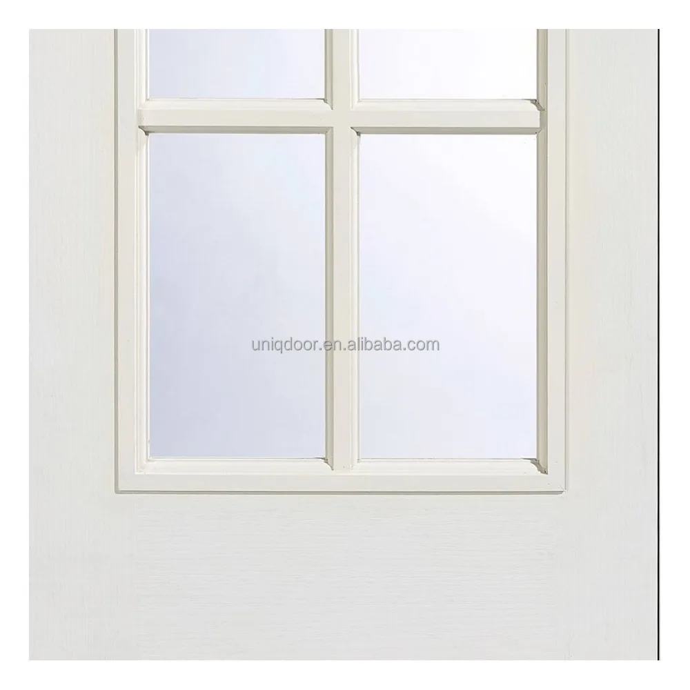 
Clear Tempered Glass Door Wood Veneered Entry Doors Villa Standard White Color Interior Double French Door for Builder 