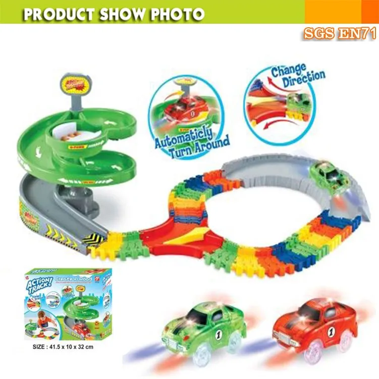 Magical glowing track car slot toy racing car with one car