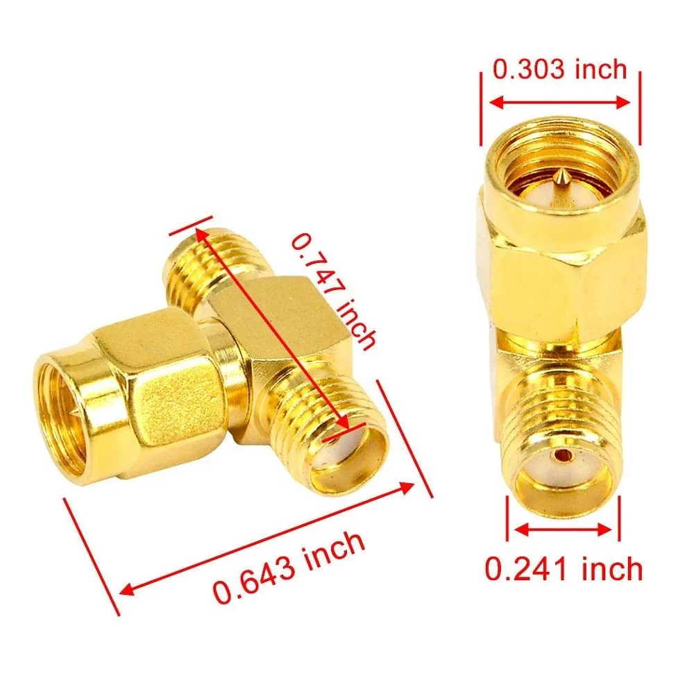 Wholesale RF Coax Adapter SMA Male to Dual SMA Female Connector Splitter Antenna Converter