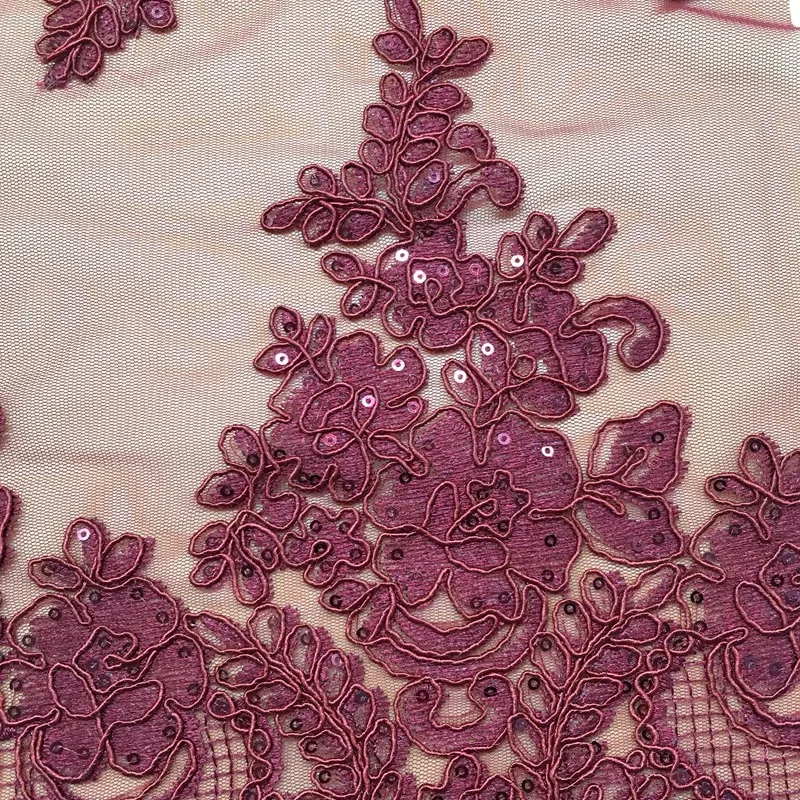 China Fabric supplier 100%polyester george embroidered 3D heavy beaded lace tulle fabric