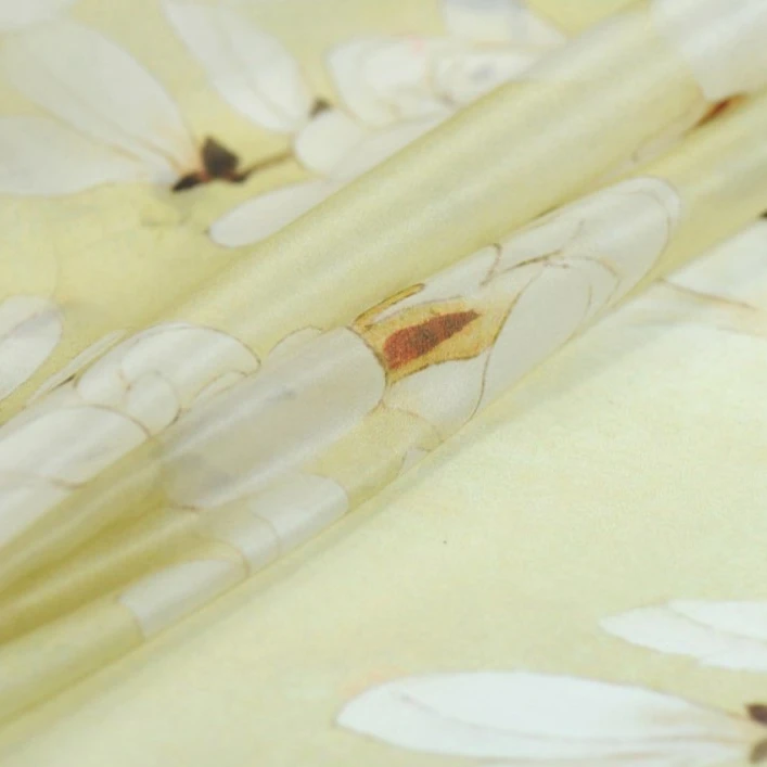 
High-end Printed 100% silk satin organza fabric 