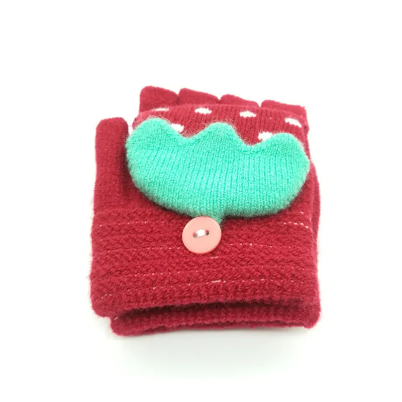 
winter cute mushroom children flip gloves warm half-finger gloves kids 