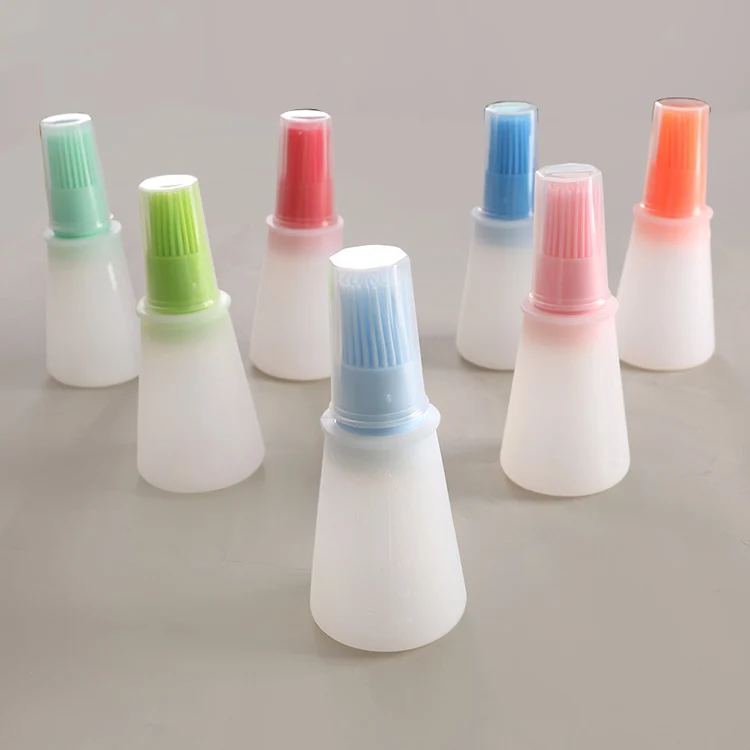 BBQ Tools Silicone Brush Oil Bottle BBQ Pastry Honey Sauce Bottle Brush with Lid