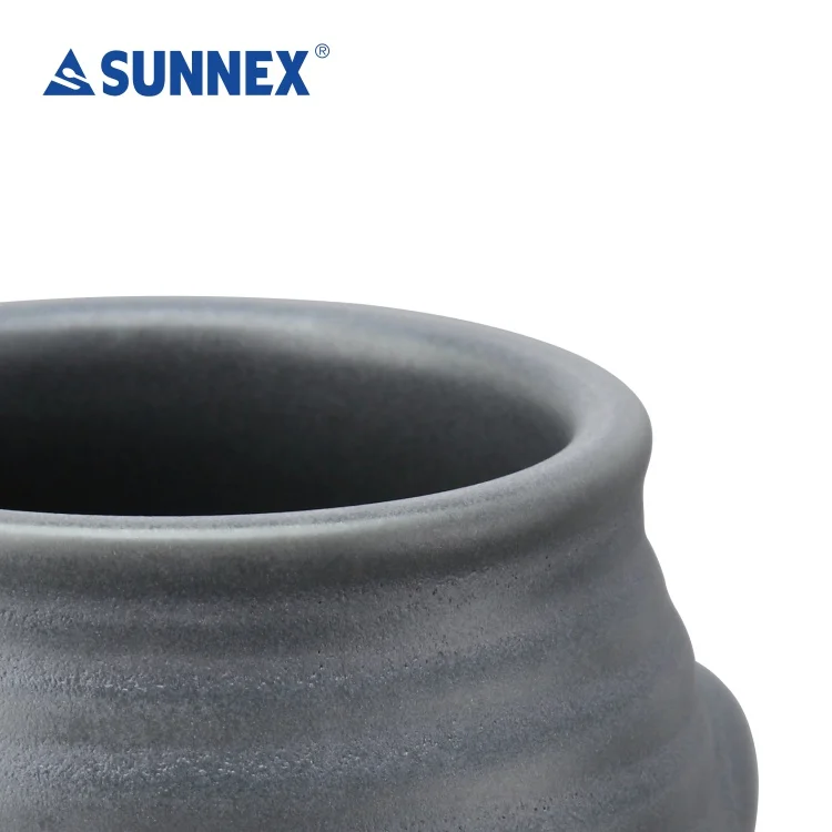 SUNNEX 2022 Hot sale Multi Size All Set Pure Black Simple Luxury  Porcelain Round Flower Bottle Soup Pot Bowl  Fashion Hotel