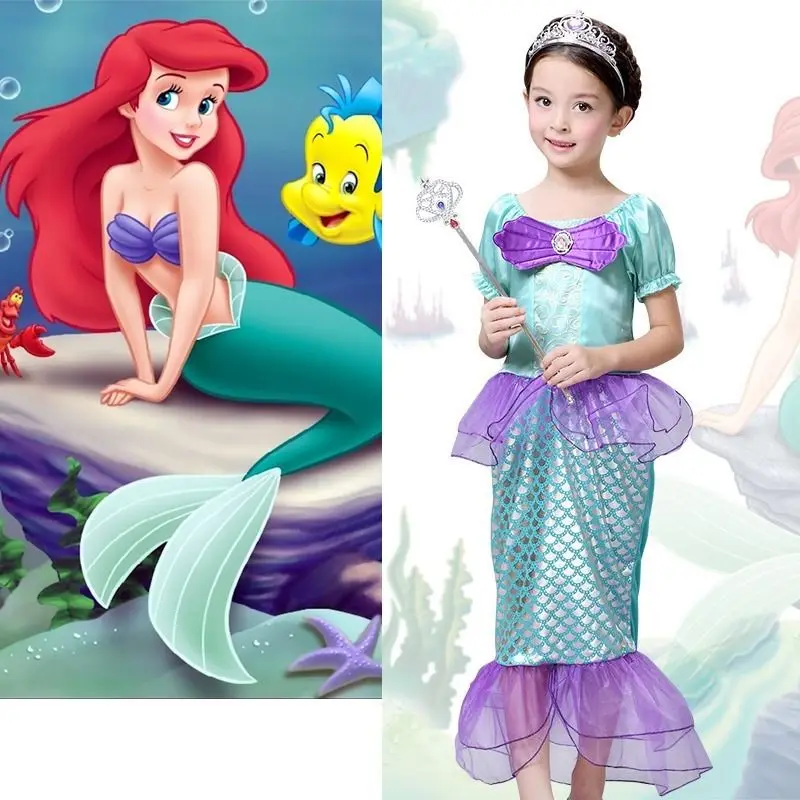 The Little Mermaid Costume Girls Ariel font b Fancy b font Princess Cosplay font b Dresses