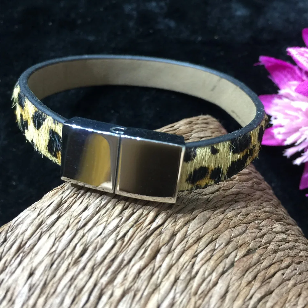 
Leopard Print Horse Hair Thin Truth Leather Handmade Bracelet 