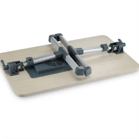High quality  MDF wppden adjustable portable foldable laptop table with cooling fan on bed sofa