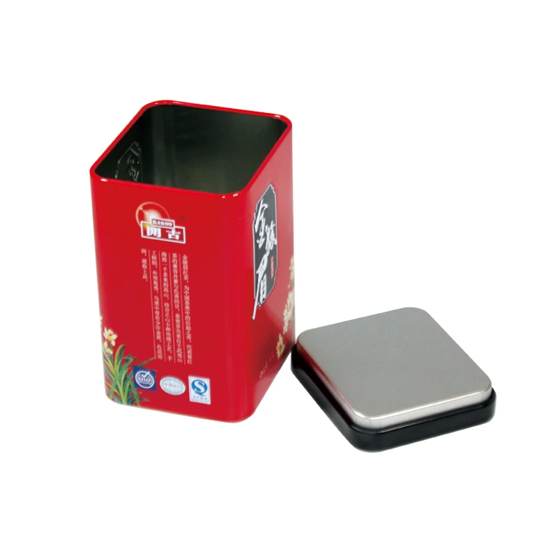 Square Tea Tin With Emboss On The Cover Embossed Tin Containers