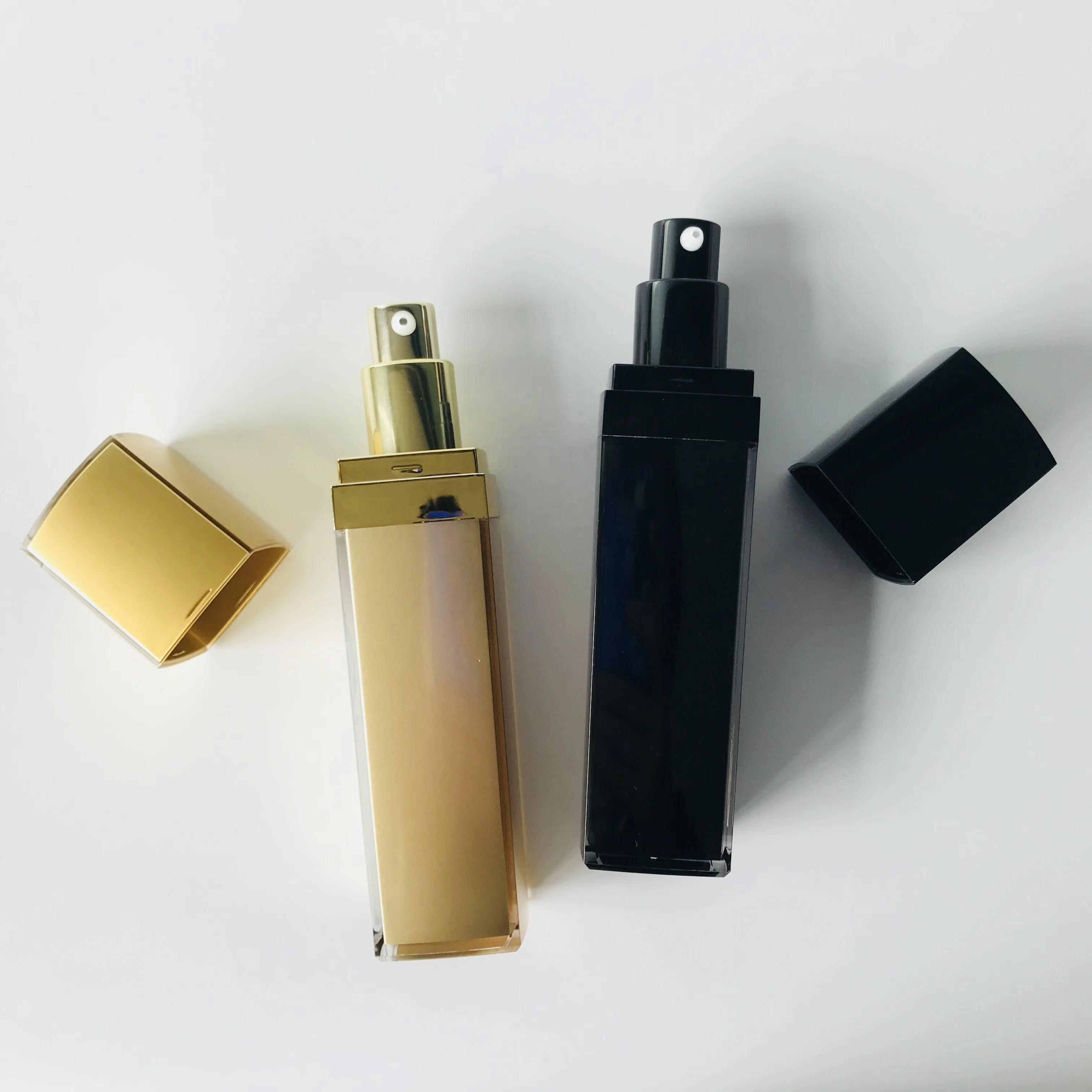 cosmetic packaging square acrylic pump spray lotion bottle and cream jar double wall plastic set