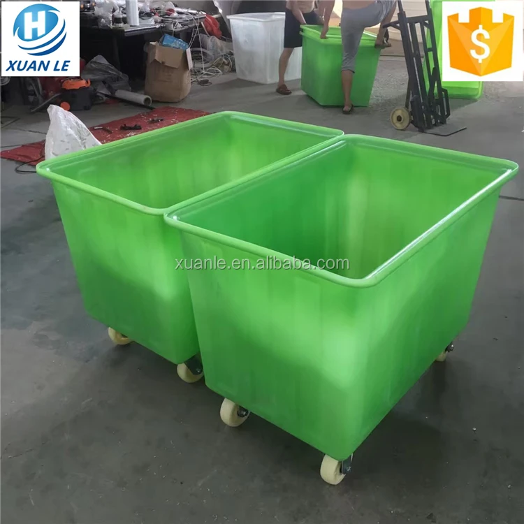 500liter industrial plastic trolley carts with four wheel and frame for transfer