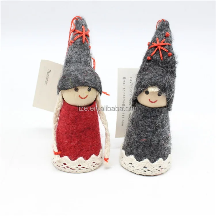 Christmas decoration home craft wood felt elf ornament