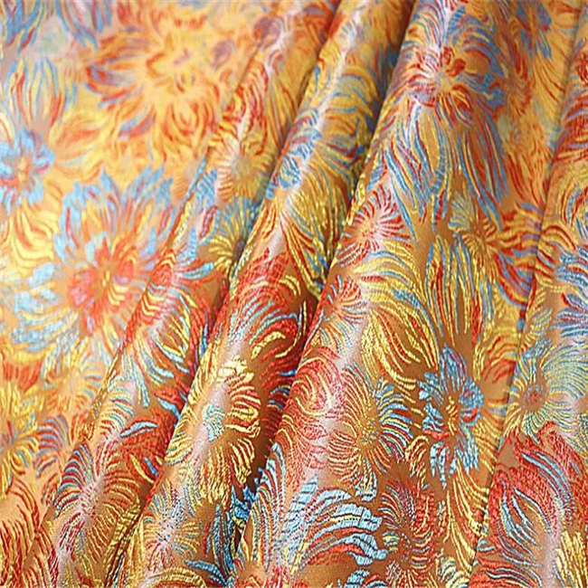 
Hangzhou Fabric 100 Polyester Jacquard Brocade Silk Fabric for Suit Chinese Clothing 