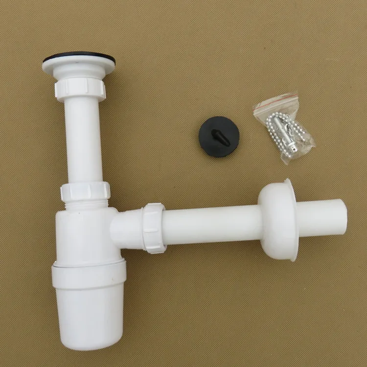 Bathroom Sink Round Bottle Trap, Plastic Bottle Waste Trap Drainage Kit Tube and Popup Overflow Drain Plug
