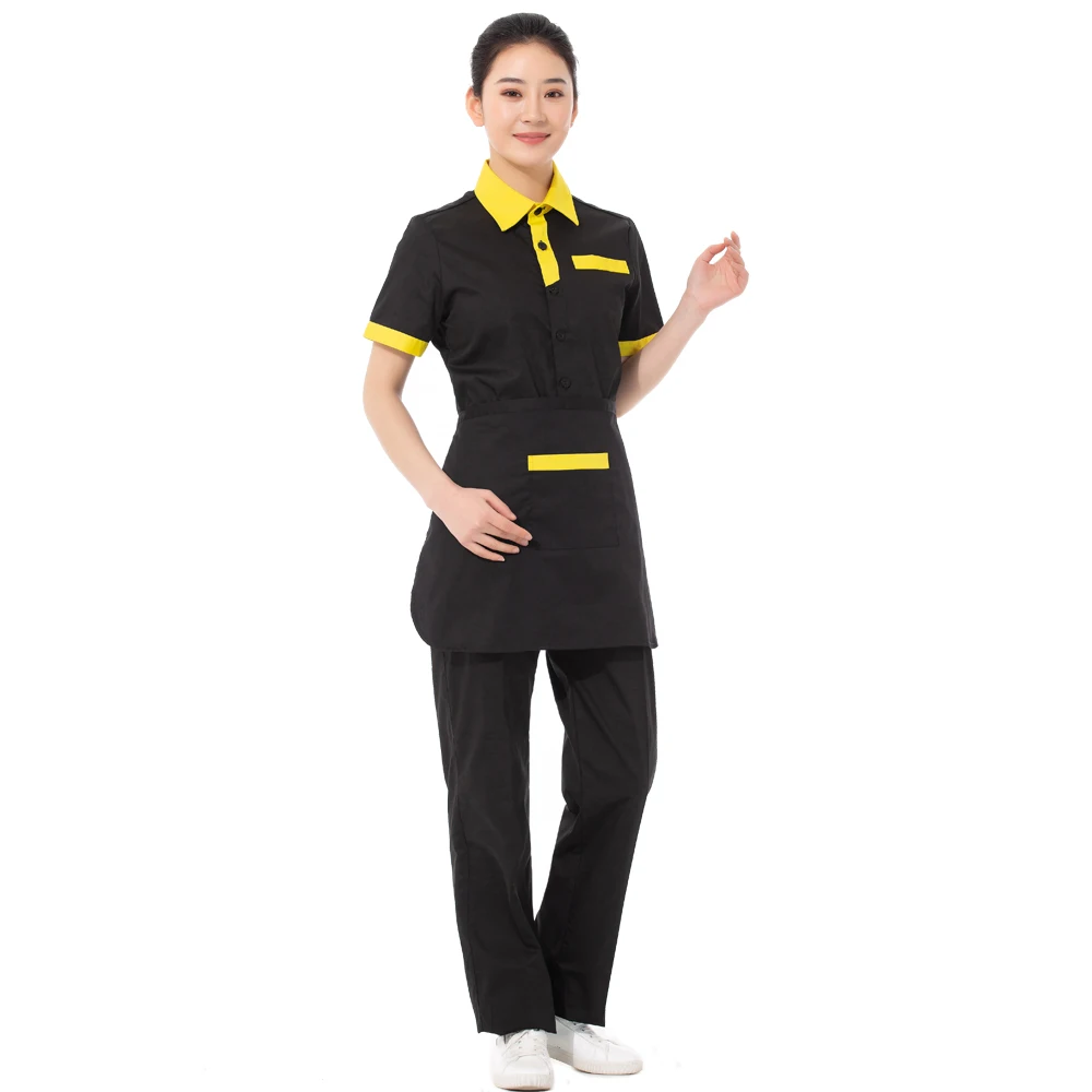 Cheap wholesale personalized waitress uniform fast food jacket bar club waiter suit