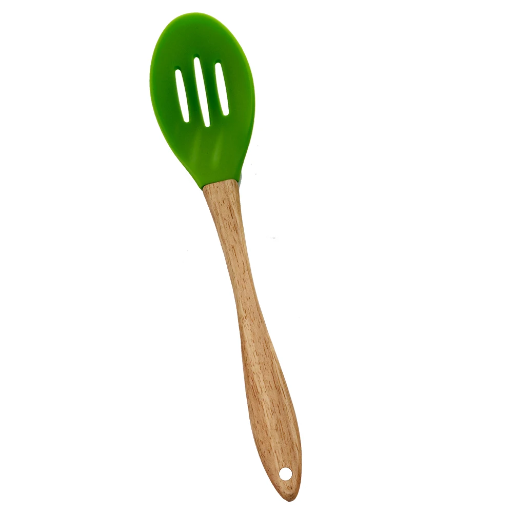 7 Pieces Heat Resistant Wooden Handle Household Silicone Kitchen Tools Cooking Utensils Set