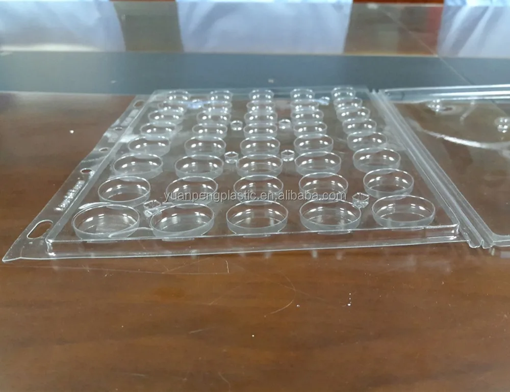 Vacuum formed PET blister clamshell packaging for coins Transparent waterproof clear PET plastic tray for coins with low cost