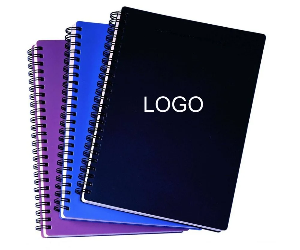 Wholesale custom reusable 100% PVC plastic fashion cover spiral notebook with logo printed
