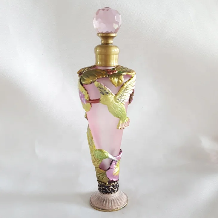 25ml Patented Metal Hummingbird Glass Perfume Bottle Frosted Essential Oil Refillable Attar Bottles Factory Outlet#57336/58888
