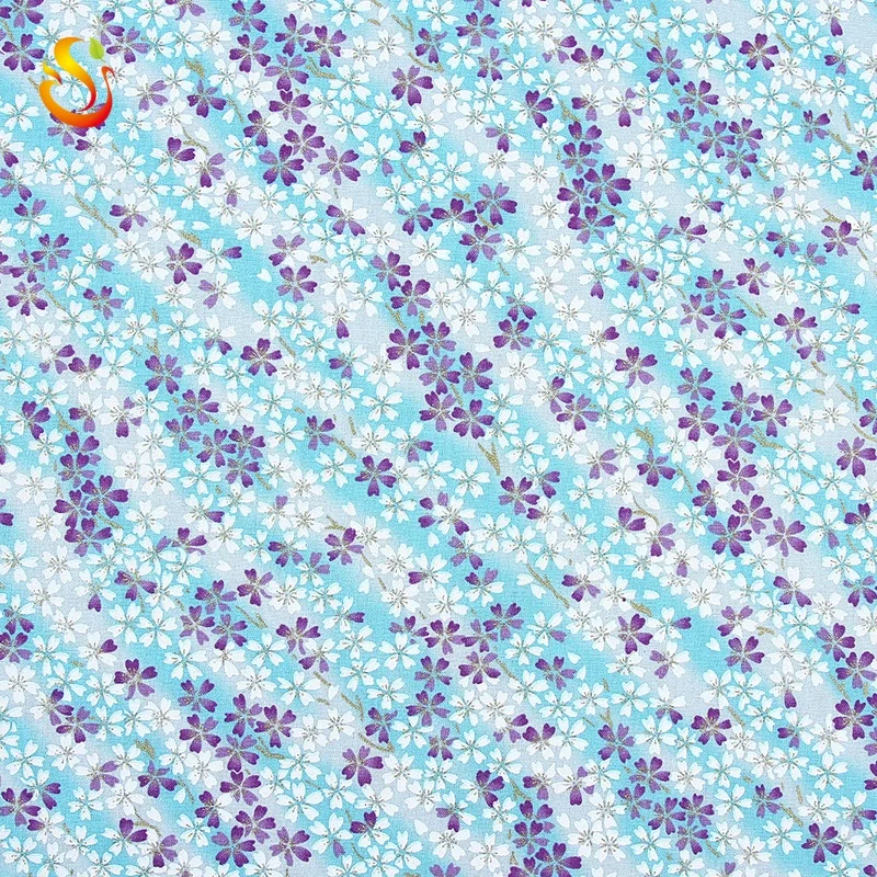Hot selling Japanese style sakura pattern cotton and linen  kimono fabric dress fabric wholesale