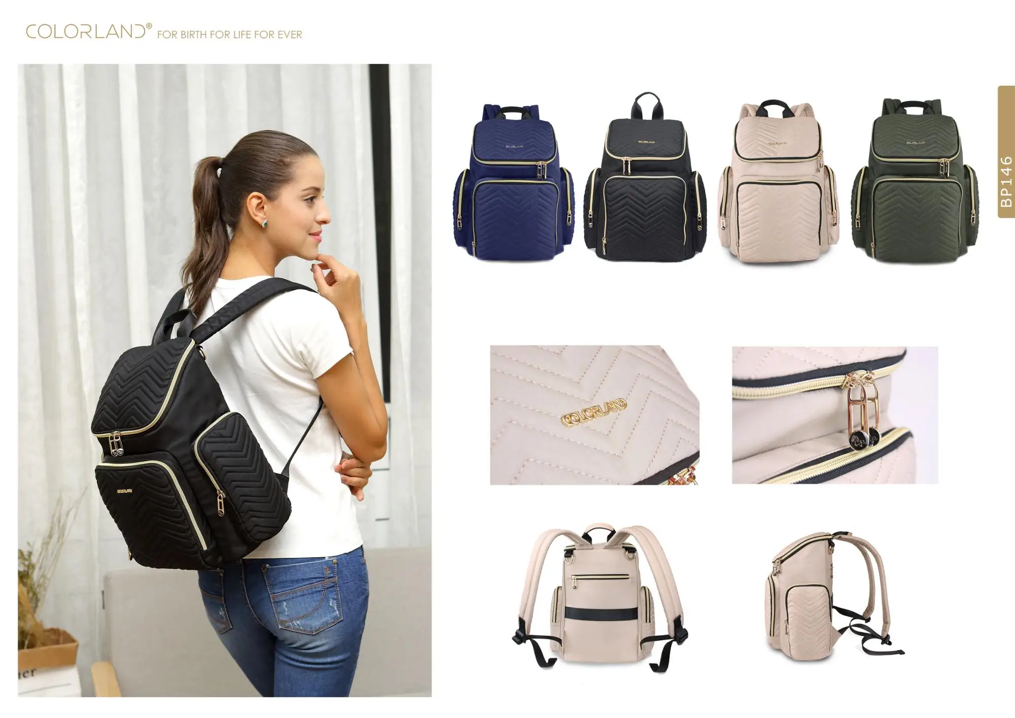 COLORLAND High Quality Fashion Diaper Backpack Bag For Office Lady