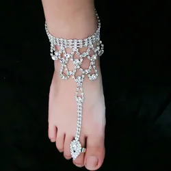 Online Wholesale sandals ankles  rhinestone jewelry foot chain G0015