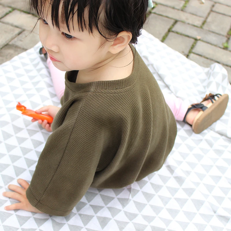 
Waffle Cotton Oversized Army Shortsleeve Organic Baby Clothes Top Clothing Shirts 