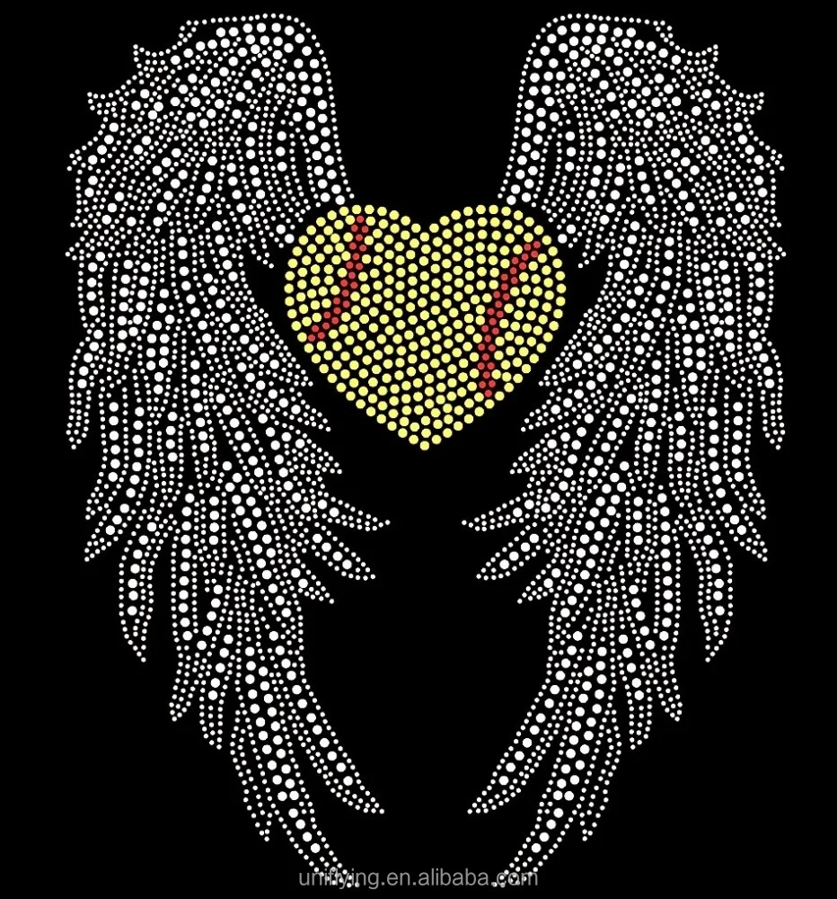 Custom Large Angel wing Rhinestone Transfer Iron On Hot Fix Motif Bling Applique