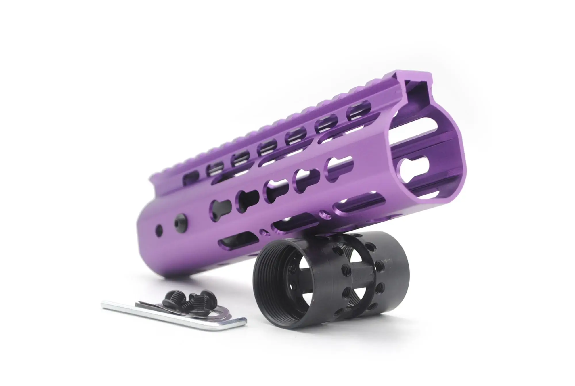 
Purple NSR 7 Inches Length Free Float AR15 KeyMod Handguard Rail Mounted with Steel Barrel Nut for AR-15 