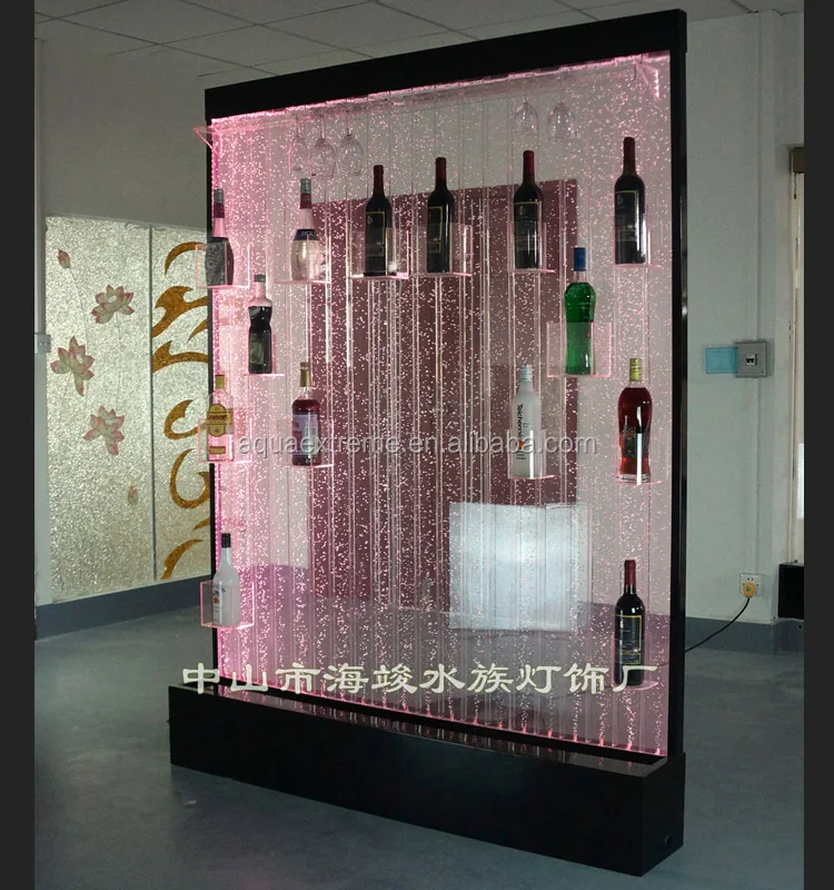 Customized acrylic led lighting water bubble wall wine cabinet for bar decoration
