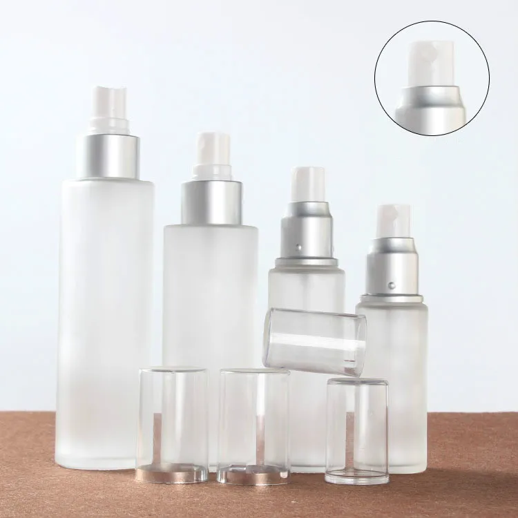 Luxury cosmetic package frosted clear glass pump bottle 20ml 30ml 40ml 60ml 100ml