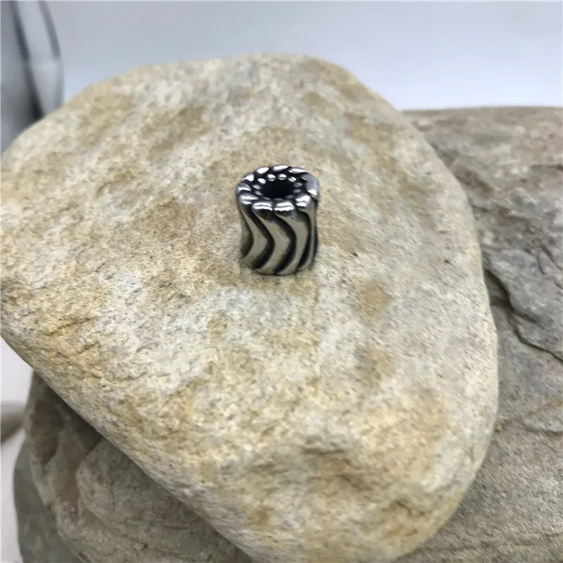 Изготовление под заказ Оптовая Подвески Fit для мужчин браслет старинное серебро 4 мм из нержавеющей стали с двумя отверстиями DIY, иных металлических бусины для изготовления ювелирных изделий