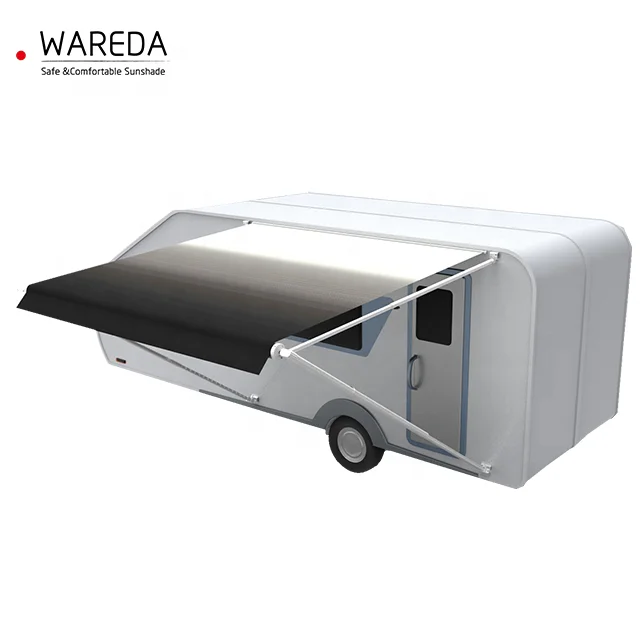 
Blue fabric roll up caravan RV awning 