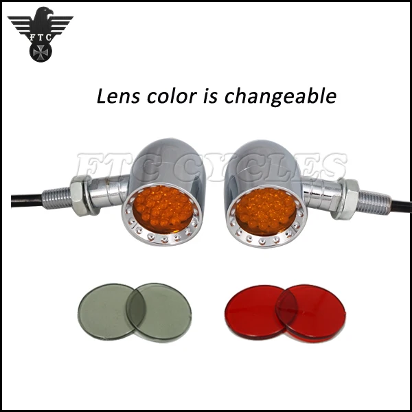 Antique Mini Bullet LED Chrome Turn Signal Lights for Roadster