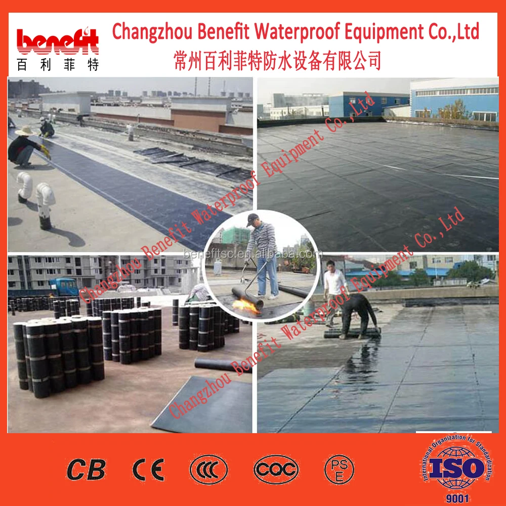 3mm 4mm polyester mat PE film bitumen waterproof roofing torch rolls