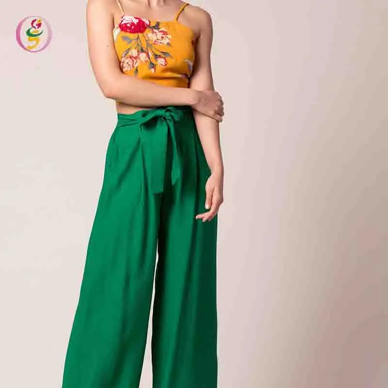 2021hot sellm women green 100% cotton in the style long ladies latest pant design