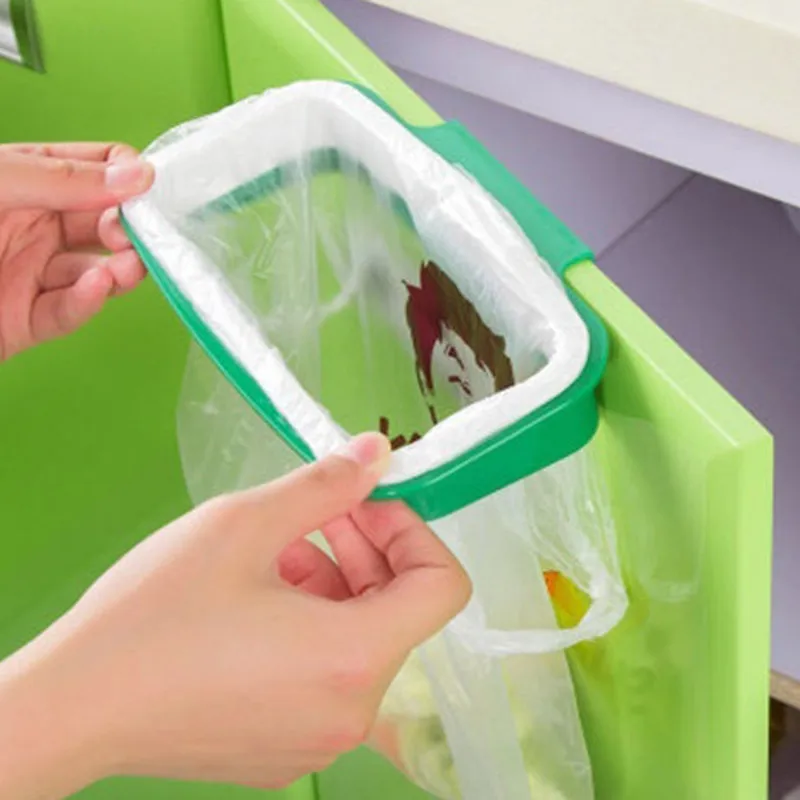 Trash Garbage Bag Rack Attach Holder Over Cabinet Cupboard Door Kitchen Bathroom A Storage Bucket Accessories