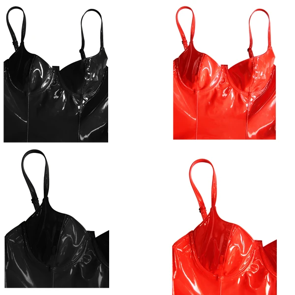 Women Faux Leather Clubwear Dresses Erotic Backless Sling Bodycon Dress