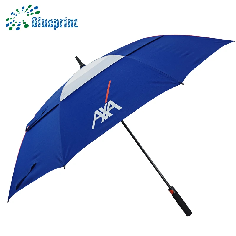 Customized Designs Fiberglass Frame Double Canopy Windproof Golf Umbrella