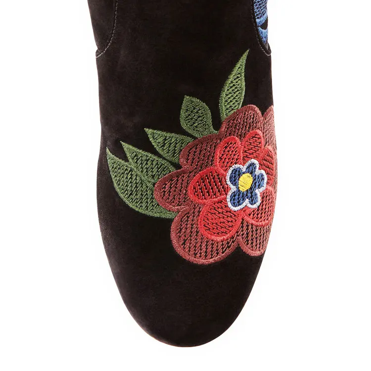 Floral Embroidered handmade Suede shoes ladies 2017 women shoes boots model