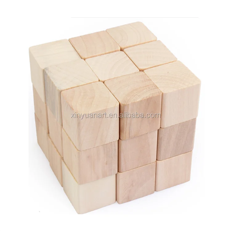 High quality polished natural color wooden block for kids 20mm DIY wood cubes