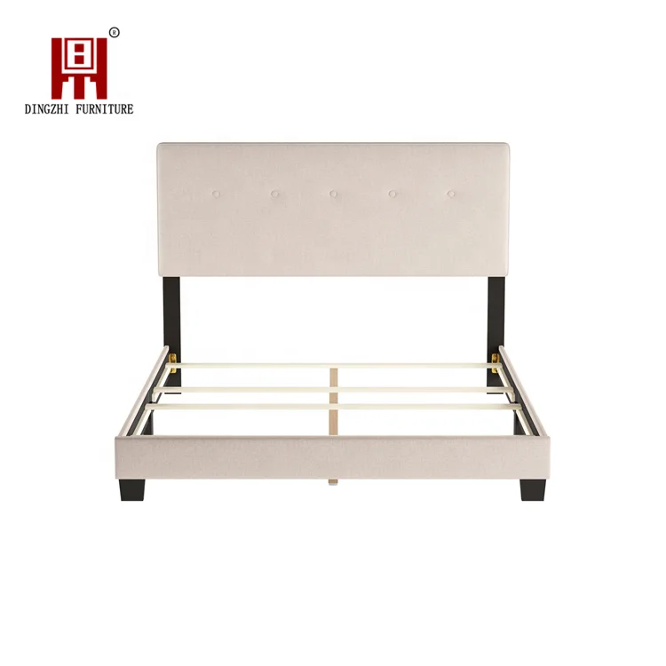 DingZhi Dakota upholstered linen tufted platform bed with wooden support