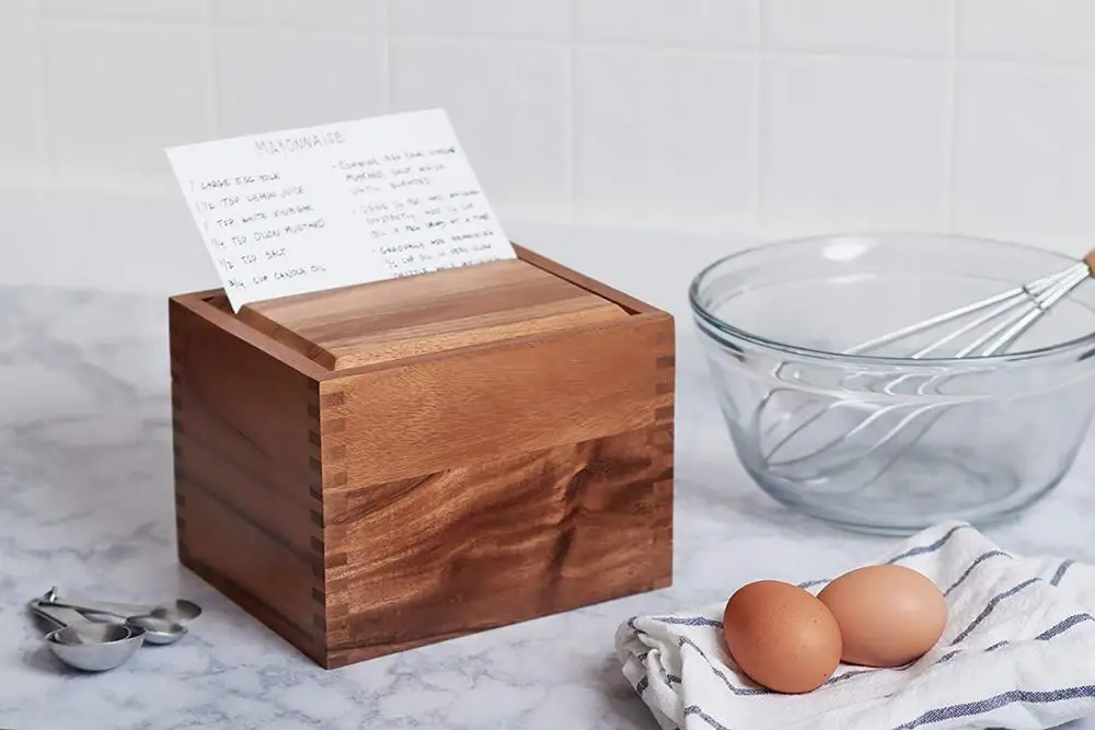 Custom Acacia Wood Recipe Box