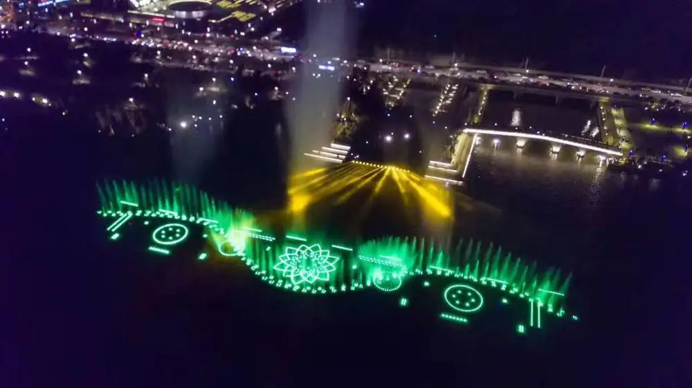 Large Water show Colorful Music Dancing Fountain