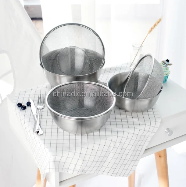 S/s миска для смешивания с сеткой дуршлаг набор