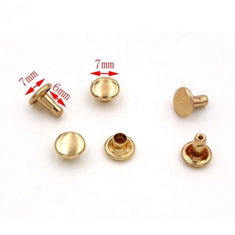 bag accessories flat head double layer metal rivet copper brass metal rivet For Handbag belt bag